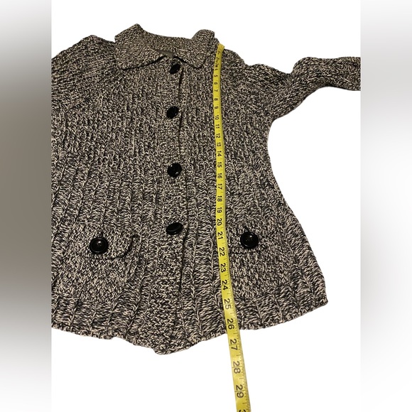 Ann Taylor Women’s Medium Open Cardigan Sweater Chunky Knit Black White Gray - Picture 6 of 13